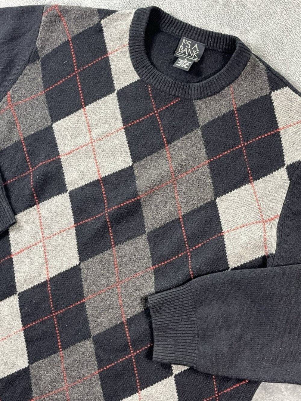Jos. A. Bank Argyle Plaid Sweater Executive Collection Lambswool Blend Men's M